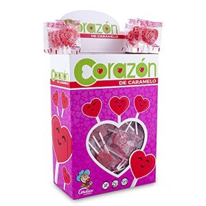 Caja 200 piruletas mini corazon