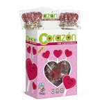 Caramelos Cerdán - Piruletas Mini Corazón Sabor Cereza Estuche de 200 Unidades