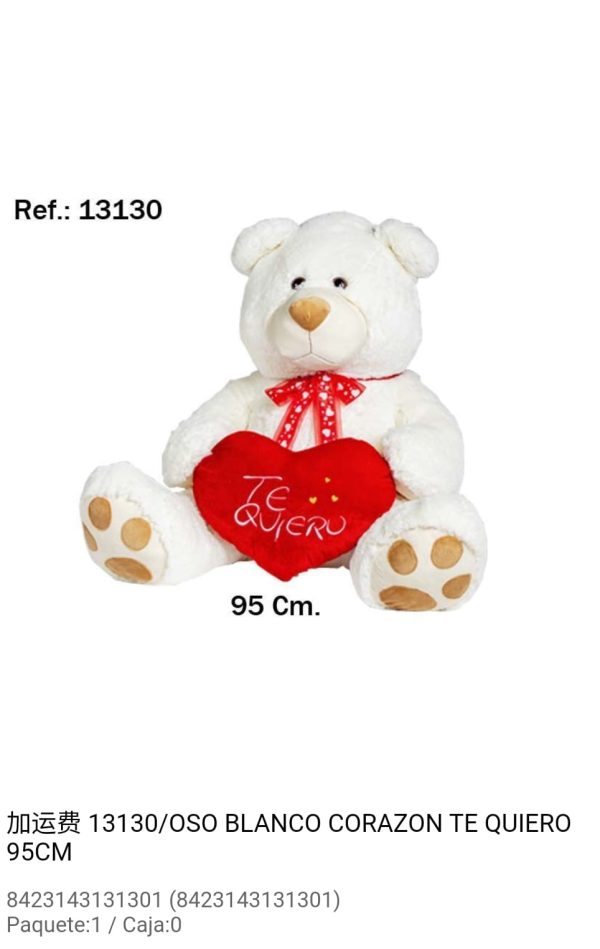 peluche oso blanco 95 cm