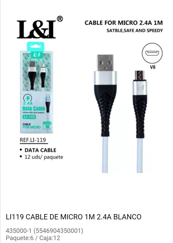 cable for micro 2.4 a 1m