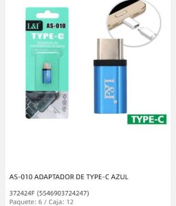 adaptador tipo c azul