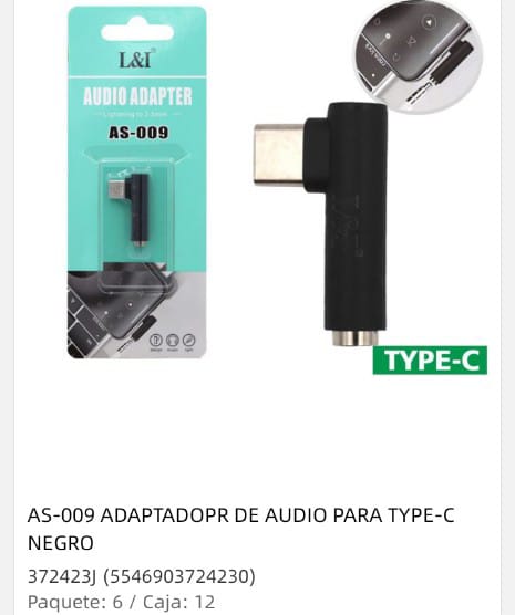 adaptador de audio tipo c