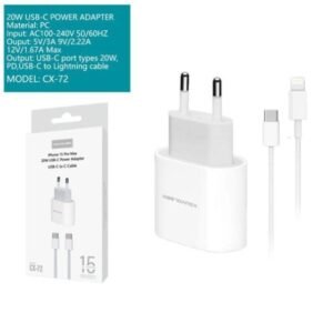 Cargador USB C 20W con cable USB C a Lightning Referencia CX 72