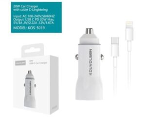 Cargador de Coche 20W con Cable USBC a USBC + Puerto USB Modelo K055019 Mayoristas Cobocalleja Cargador de Coche 20W con Cable USB C a USB C + Puerto USB Modelo K05 5019