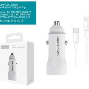 Cargador de Coche 20W con Cable USB-C a USB-C + Puerto USB (Modelo K05-5019)