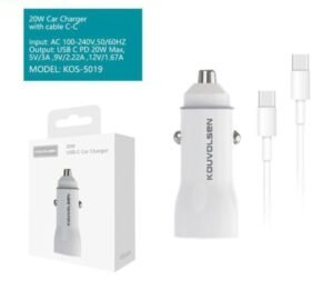 Cargador de Coche 20W con Cable USBC a Lightning Modelo K0S5019 Mayoristas Cobocalleja Cargador de Coche 20W con Cable USB C a Lightning Modelo K0S 5019