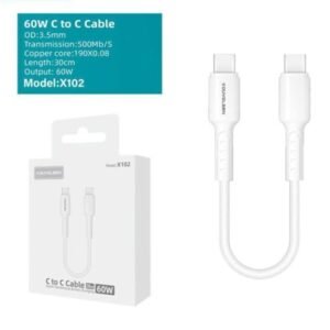 Cable USBC a USBC 60W 30 cm Modelo X102 Mayoristas Cobocalleja Cable USB C a USB C 60W 30 cm Modelo X102