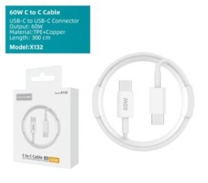 Cable USBC a USBC 60W 3 metros Modelo X132 Mayoristas Cobocalleja Cable USB C a USB C 60W 3 metros Modelo X132