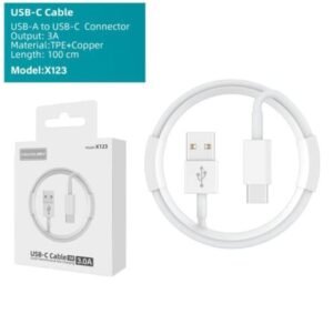 Cable USBC a USBC 3A 1 metro Modelo X123 Mayoristas Cobocalleja Cable USB C a USB C 3A 1 metro Modelo X123