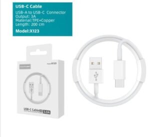 Cable USBC a USBC 3A 2 metros Modelo X123 Mayoristas Cobocalleja Cable USB C a USB C 3A 2 metros Modelo X123