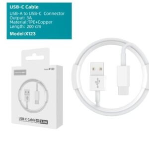Cable USB-C a USB-C – 3A, 2 metros (Modelo X123)