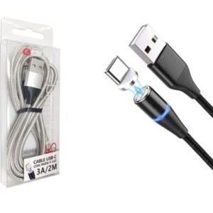 CABLE USB-C 2M/3A/METAL/CON LUZ/IMAN NEGRO-8866502