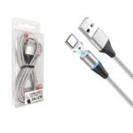 CABLE USB-C 2M/3A/METAL/CON LUZ/IMAN PLATA-866502