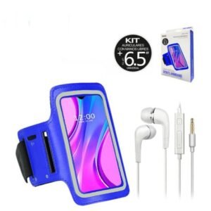 kit brazalete sport 6.5"+auriculares azul