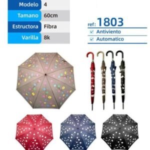 PARAGUAS AUTOMATICO ANTIVIENTO FLORES