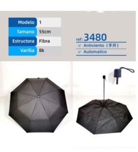 Paraguas negro automatico y anti viento Mayoristas Cobocalleja Paraguas negro automatico y anti viento