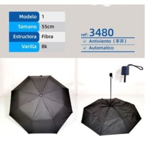 Paraguas negro automatico y anti viento