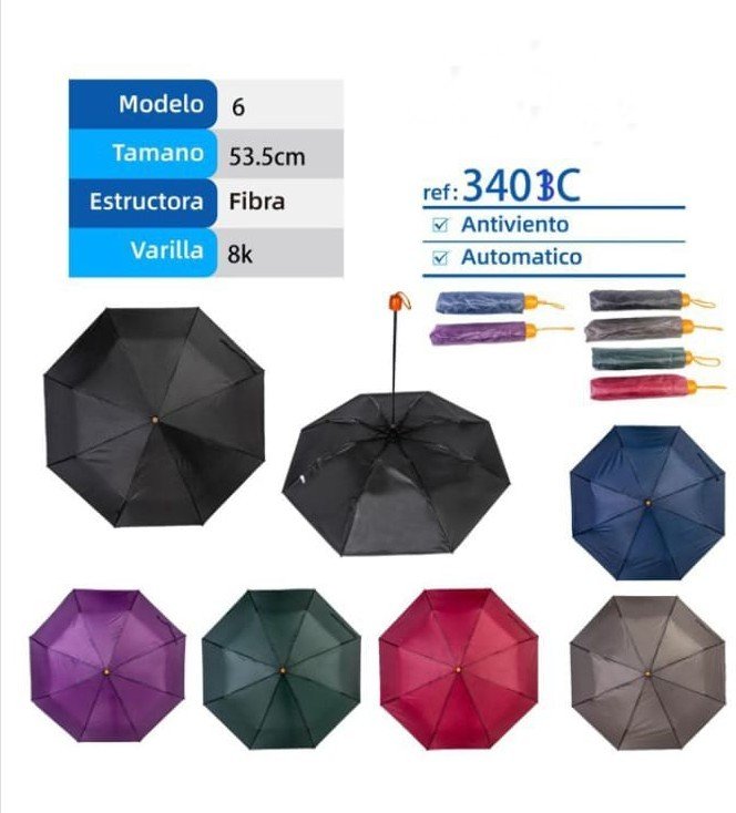 PARAGUAS ANTIVIENTO AUTOMATICO 53,5 CM