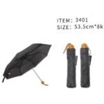 PARAGUAS negro plegable 53,5 cm 8 k