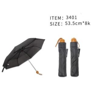 PARAGUAS negro plegable 53,5 cm 8 k
