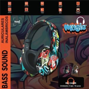 Auriculares Sami MUSIC Graffiti Negro RS-13408N