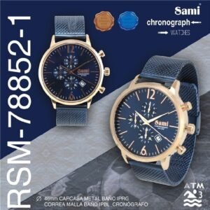 Reloj Sami Chronograph hombre red correa malla IP WR30M RG/AZUL