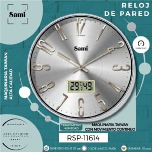 Reloj de pared plateado
