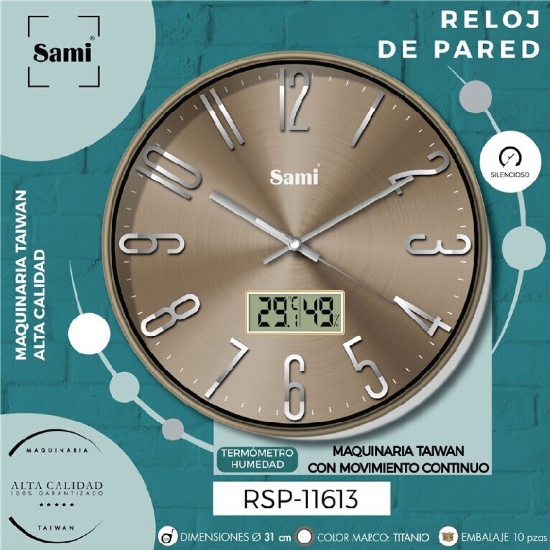 RELOJ PARED TITANIO