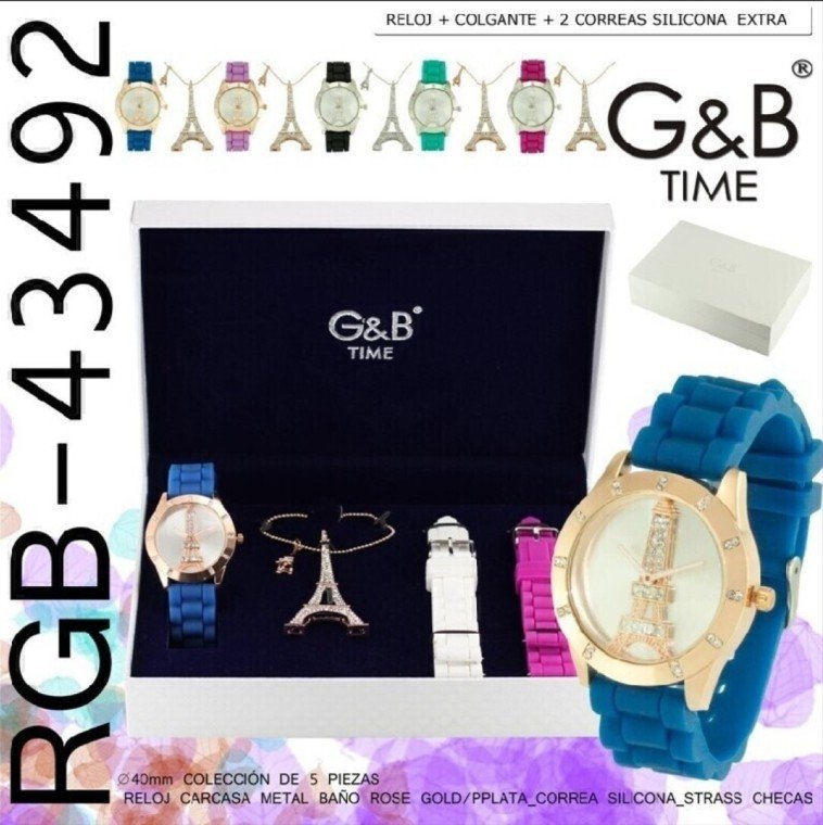 Reloj Paris mas 2 correas y colgante .