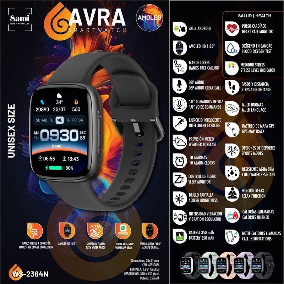 Smartwatch Sami AVRA WS-2384n negro