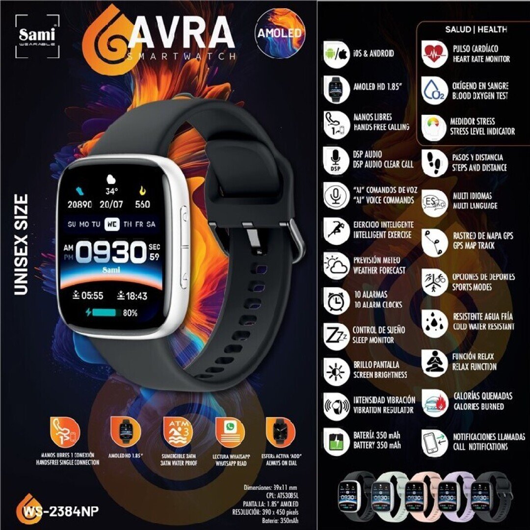 Smartwatch Sami AVRA WS-2384np negro /plata