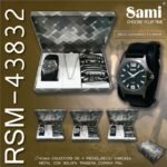 Conjunto Sami hombre reloj hip hop+5pulseras+cadena