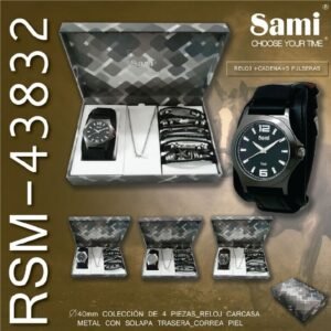 Conjunto Sami hombre reloj hip hop+5pulseras+cadena