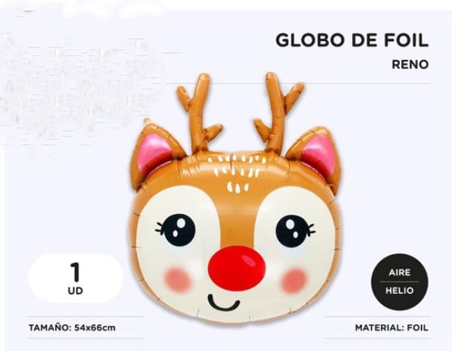 GLOBO RENO DE FOIL 54*66 cm