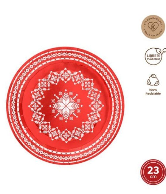 PLATO CARTON BORDADO NAVIDAD 23 CM