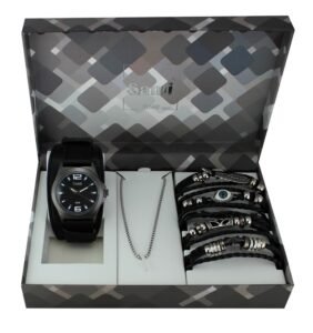 Conjunto Sami hombre reloj hip hop+5pulseras+cadena