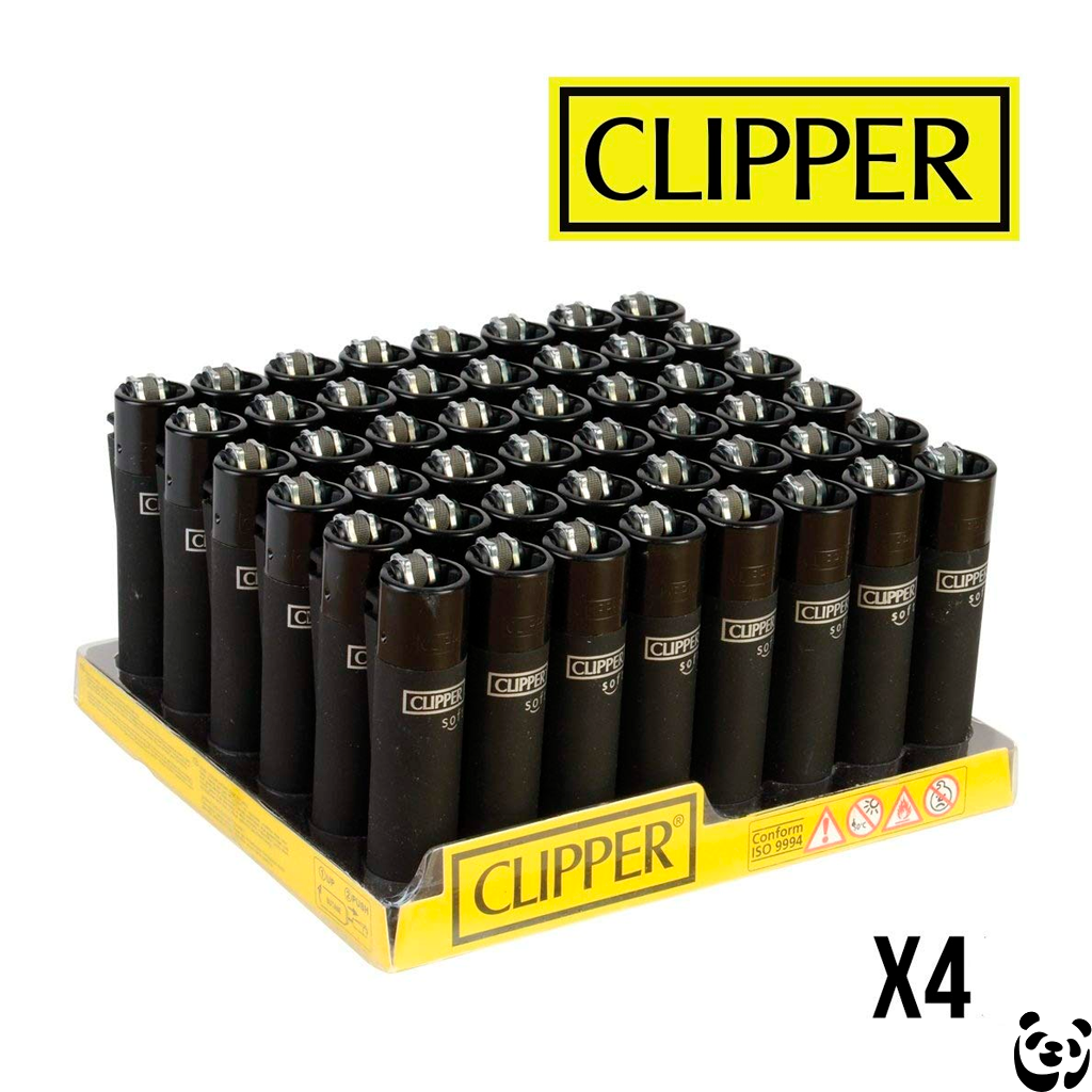 Clipper No. 26 Negro Tacto Suave - Pack 4 Encendedores