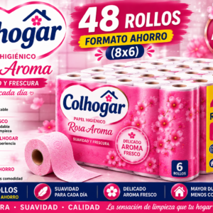 COLHOGAR PAPEL HIGIÉNICO ROSA AROMA 48 ROLLOS (8x6)