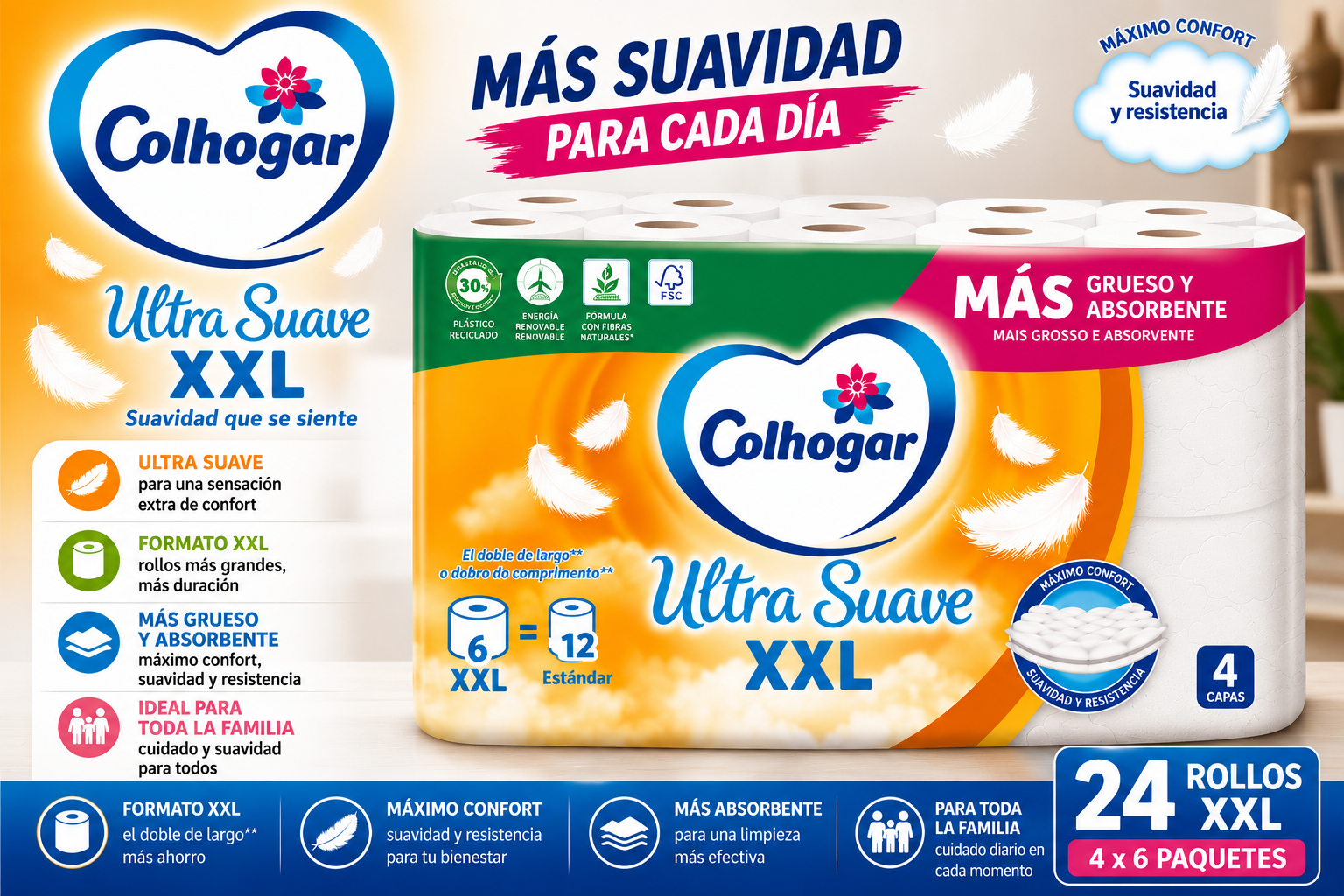 Colhogar Ultra Suave XXL 24 Rollos (4×6)
