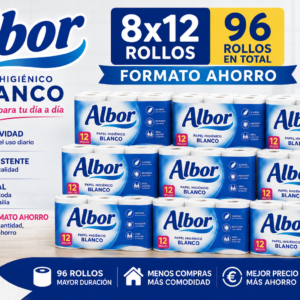 ALBOR PAPEL HIGIÉNICO BLANCO 96 ROLLOS (8x12)