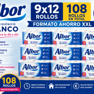 ALBOR PAPEL HIGIÉNICO BLANCO 108 ROLLOS (9x12)