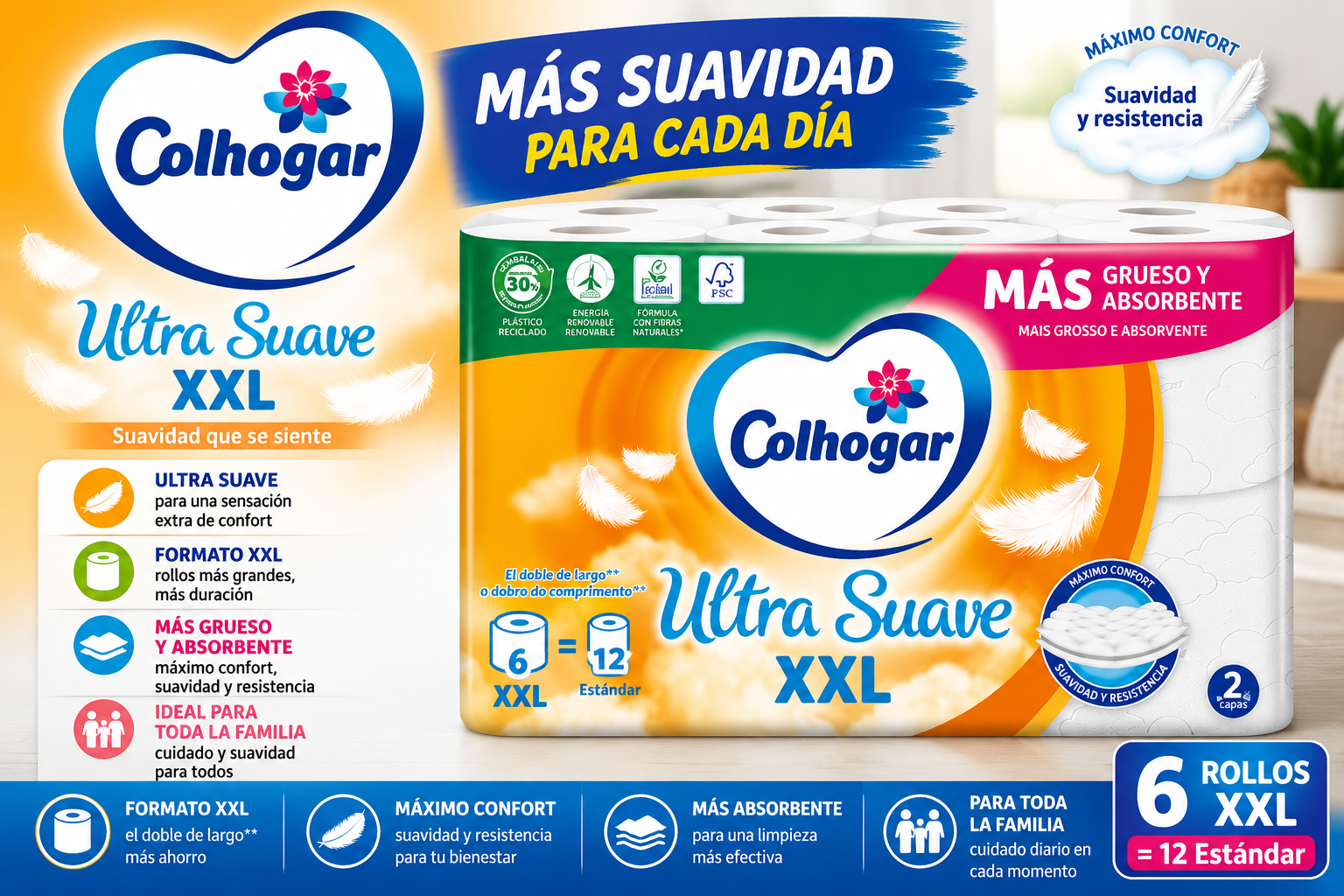 Colhogar Ultra Suave XXL 6 Rollos